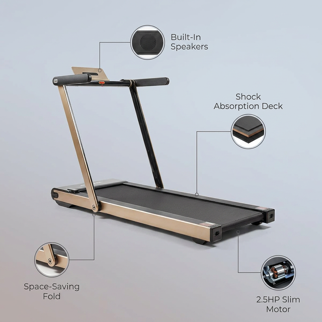 Space Saving Commercial Treadmill, Slim Motorized  W/ Speakers — Lifestyle