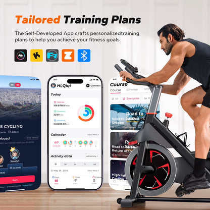Exercise Bike Indoor Stationary Cycling Bike with 350Lbs Weight Capacity 100 Resistance with LED Monitor Free APP Silent Belt Drive and Comfortable Seat Cushion for Cardio Workout