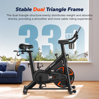 Exercise Bike, Stationary Bikes for Home, Magnetic Indoor Cycling Bike with Self-Developed APP, 330Lbs Capacity & Comfortable Seat Cushion & Tablet Mount for Weight Loss Gym Cardio