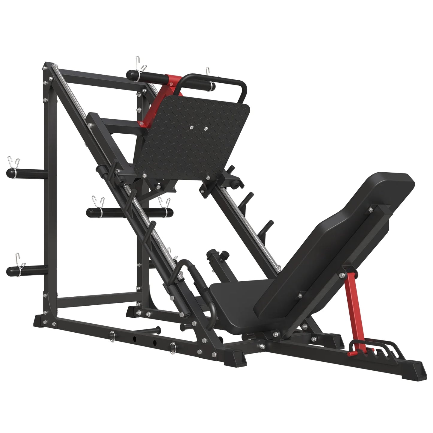 Leg Press Machine with Calf Block, 1500LBS Weight Capacity Adjustable Leg Machine with Resistance Band Pegs and Plate Storages, Workout Equipment for Strength Training