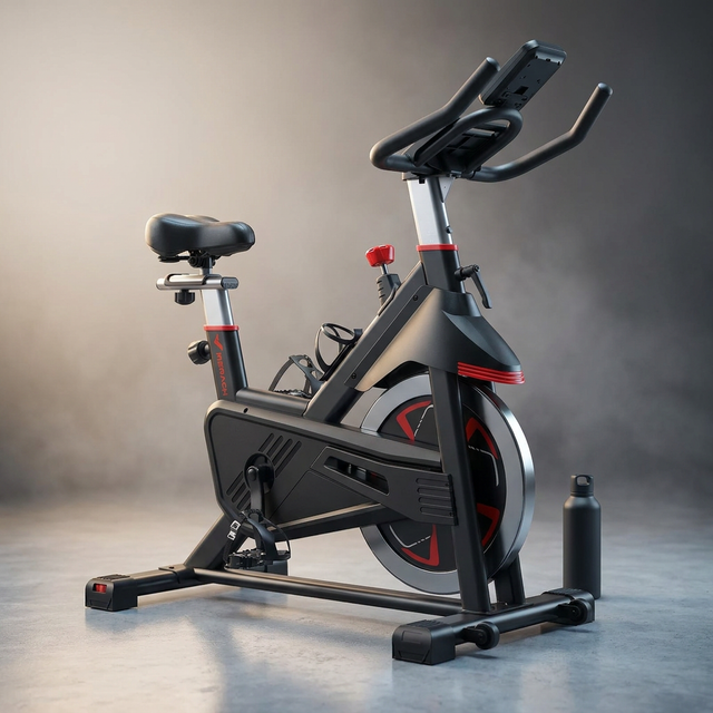 Exercise Bike Indoor Stationary Cycling Bike with 350Lbs Weight Capacity 100 Resistance with LED Monitor Free APP Silent Belt Drive and Comfortable Seat Cushion for Cardio Workout — Studio Shot