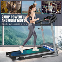 Folding Treadmill with Manual Incline, Fitness Workout Exercise Machine LCD Screen, Shock-Absorbent Running Deck, Device Holder - Black