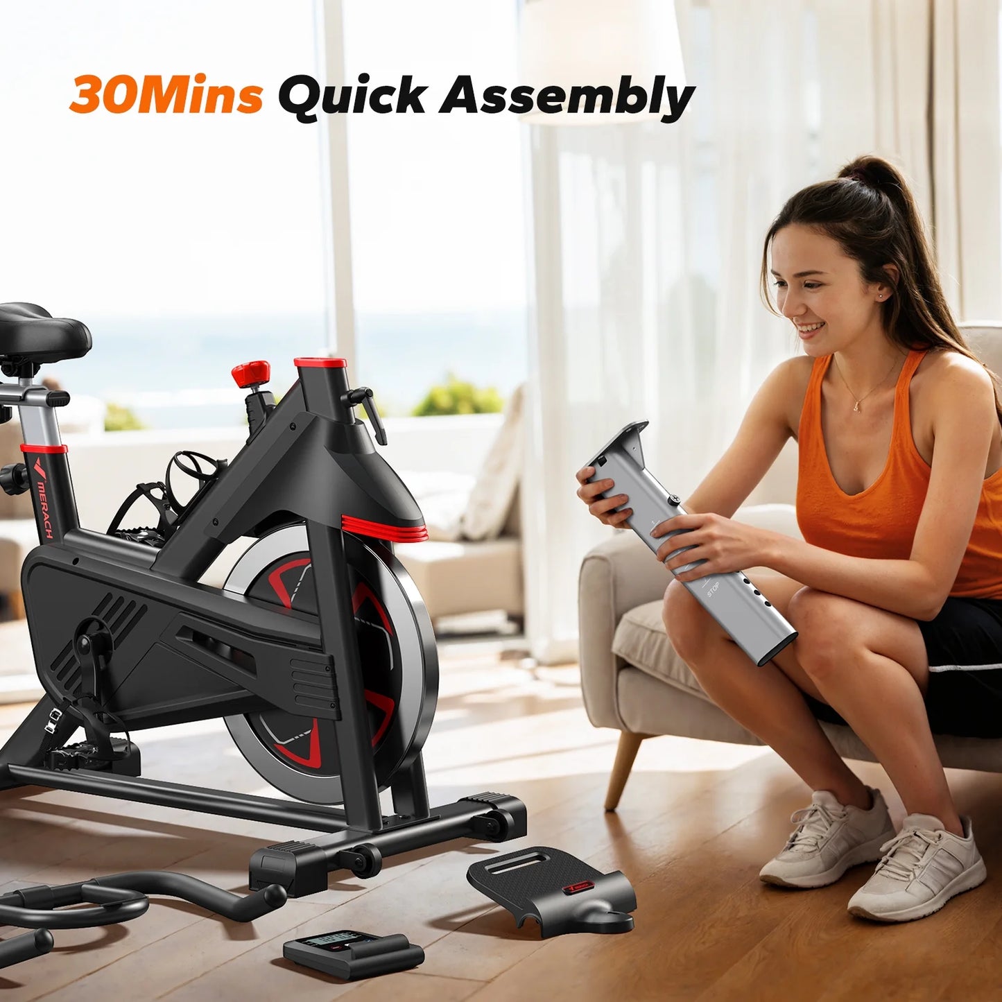 Exercise Bike Indoor Stationary Cycling Bike with 350Lbs Weight Capacity 100 Resistance with LED Monitor Free APP Silent Belt Drive and Comfortable Seat Cushion for Cardio Workout