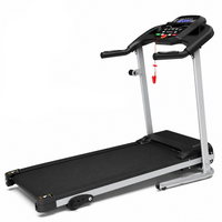 Folding Treadmill with Manual Incline, Fitness Workout Exercise Machine LCD Screen, Shock-Absorbent Running Deck, Device Holder - Black