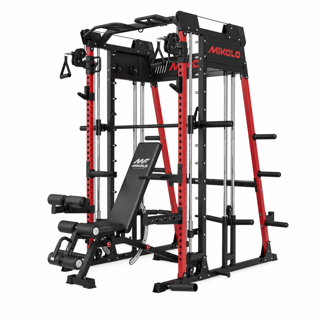 Smith Machine Home Gym, 2200 Lbs Power Rack Cage with 1200 Lbs Weight Bench and Cable Crossover System, Weight Bar, 360° Landmine, Home Gym