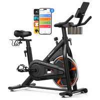 Exercise Bike, Stationary Bikes for Home, Magnetic Indoor Cycling Bike with Self-Developed APP, 330Lbs Capacity & Comfortable Seat Cushion & Tablet Mount for Weight Loss Gym Cardio