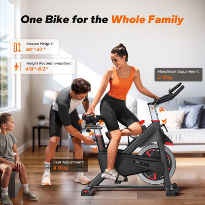 Exercise Bike Indoor Stationary Cycling Bike with 350Lbs Weight Capacity 100 Resistance with LED Monitor Free APP Silent Belt Drive and Comfortable Seat Cushion for Cardio Workout
