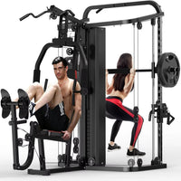 Home Gym Smith Machine with 138LB Weight Stack, Leg Press & LAT Station for Full Body Workouts