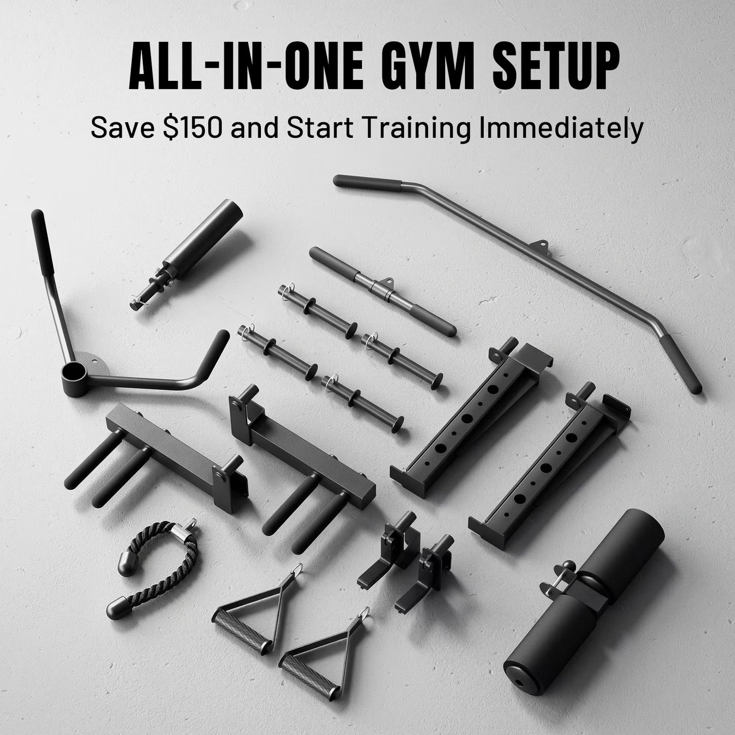 Smith Machine Home Gym, 2200 Lbs Power Rack Cage with 1200 Lbs Weight Bench and Cable Crossover System, Weight Bar, 360° Landmine, Home Gym