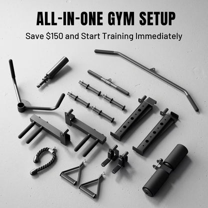 Smith Machine Home Gym, 2200 Lbs Power Rack Cage with 1200 Lbs Weight Bench and Cable Crossover System, Weight Bar, 360° Landmine, Home Gym