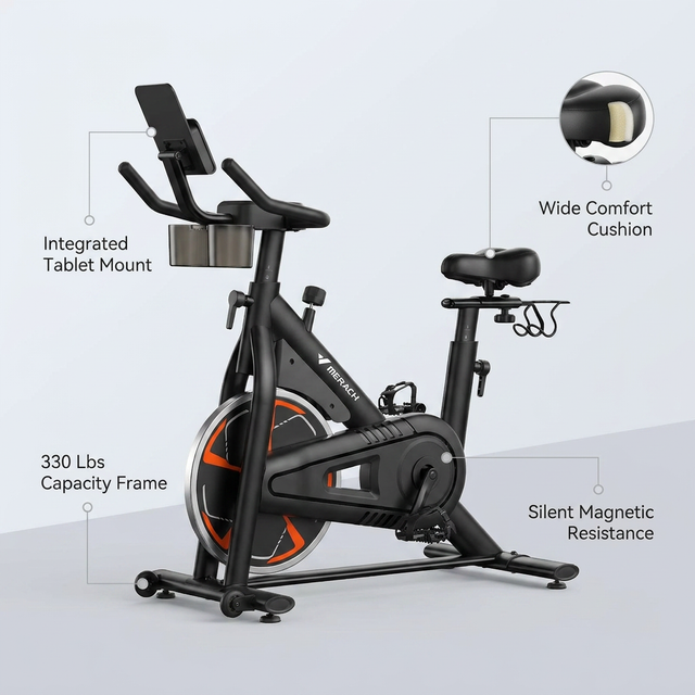 Exercise Bike, Stationary Bikes for Home, Magnetic Indoor Cycling Bike with Self-Developed APP, 330Lbs Capacity & Comfortable Seat Cushion & Tablet Mount for Weight Loss Gym Cardio — Lifestyle