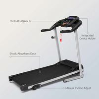 Folding Treadmill with Manual Incline, Fitness Workout Exercise Machine LCD Screen, Shock-Absorbent Running Deck, Device Holder - Black — Lifestyle