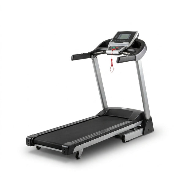 Folding Treadmill with Manual Incline, Fitness Workout Exercise Machine LCD Screen, Shock-Absorbent Running Deck, Device Holder - Black