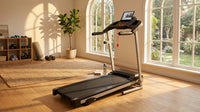 Folding Treadmill with Manual Incline, Fitness Workout Exercise Machine LCD Screen, Shock-Absorbent Running Deck, Device Holder - Black — Lifestyle